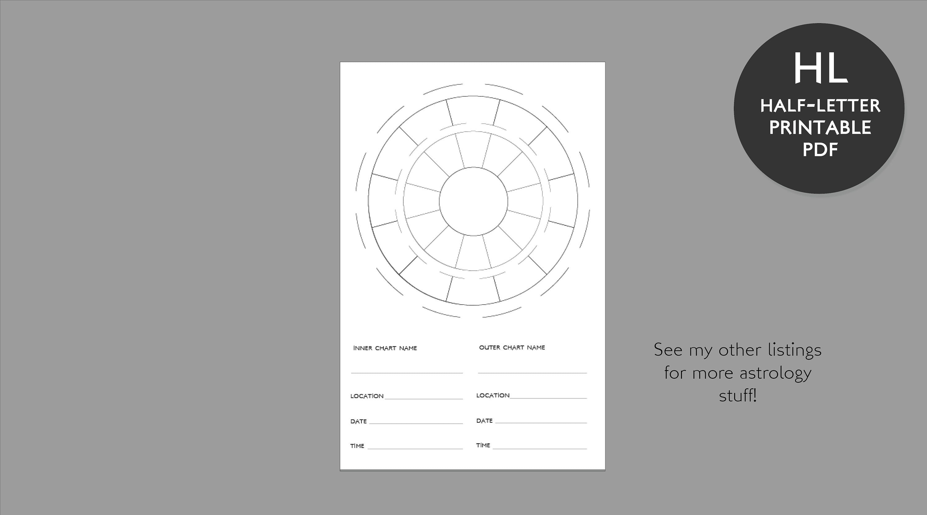 Blank Bi-Wheel Astrology Chart Template (Printable PDF)