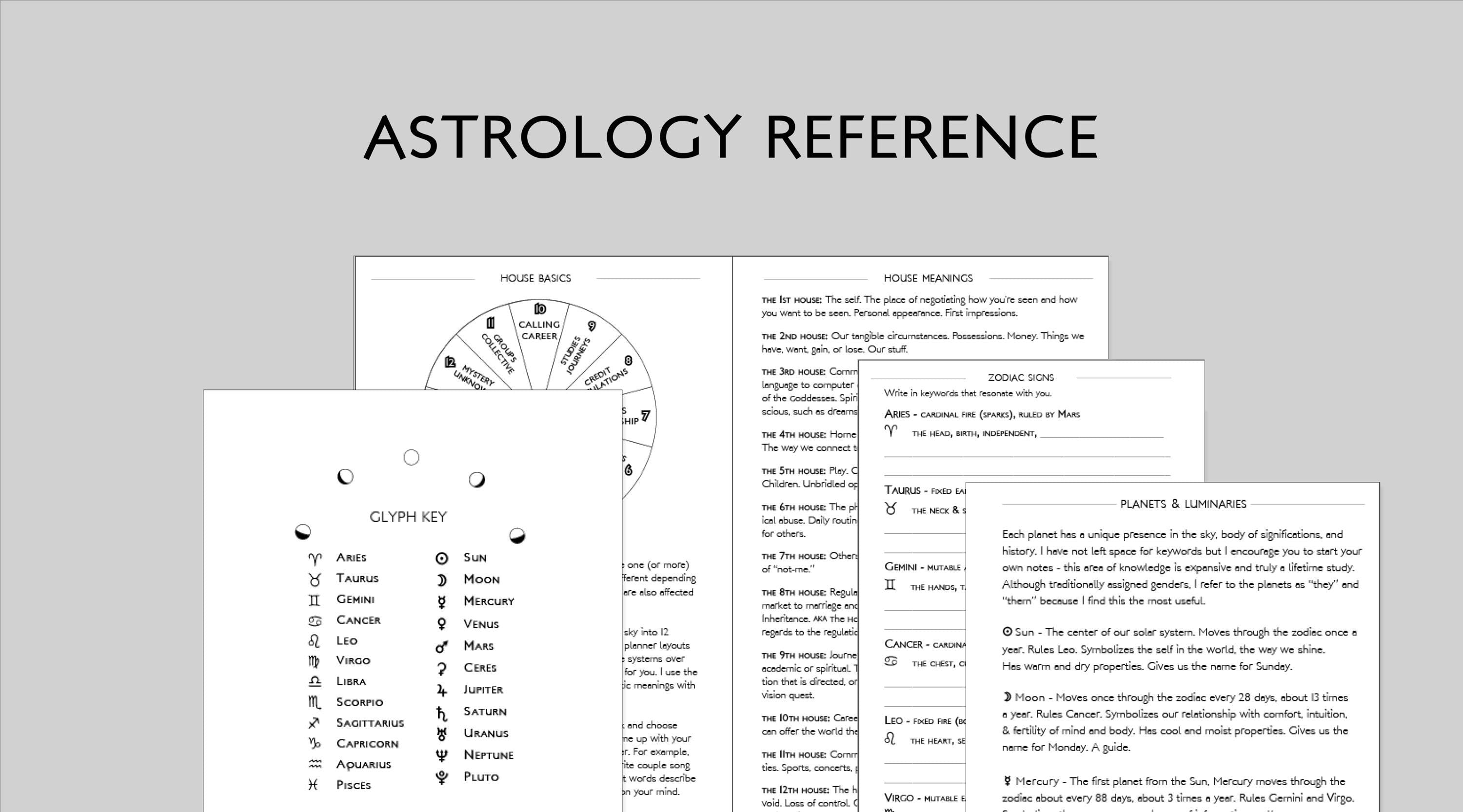 2026 Astrology Planner: Moon Phases, Transit Tracker (Printable Monthly/Weekly) - PDF Digital Delivery