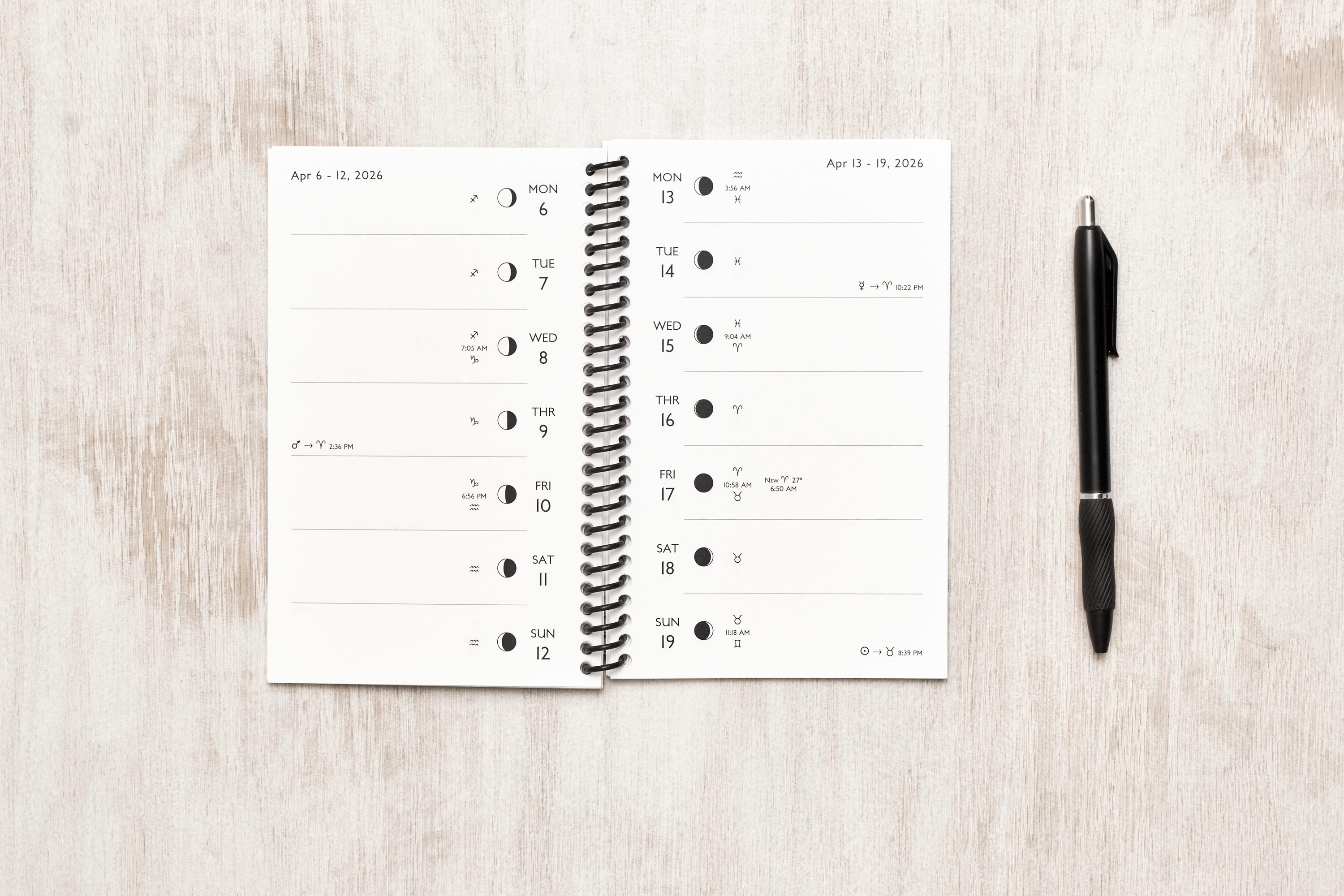 2026 Compact Astrology Planner – Pocket-Sized (6.75"x4.25") Spiral Bound Daily Transit Tracker