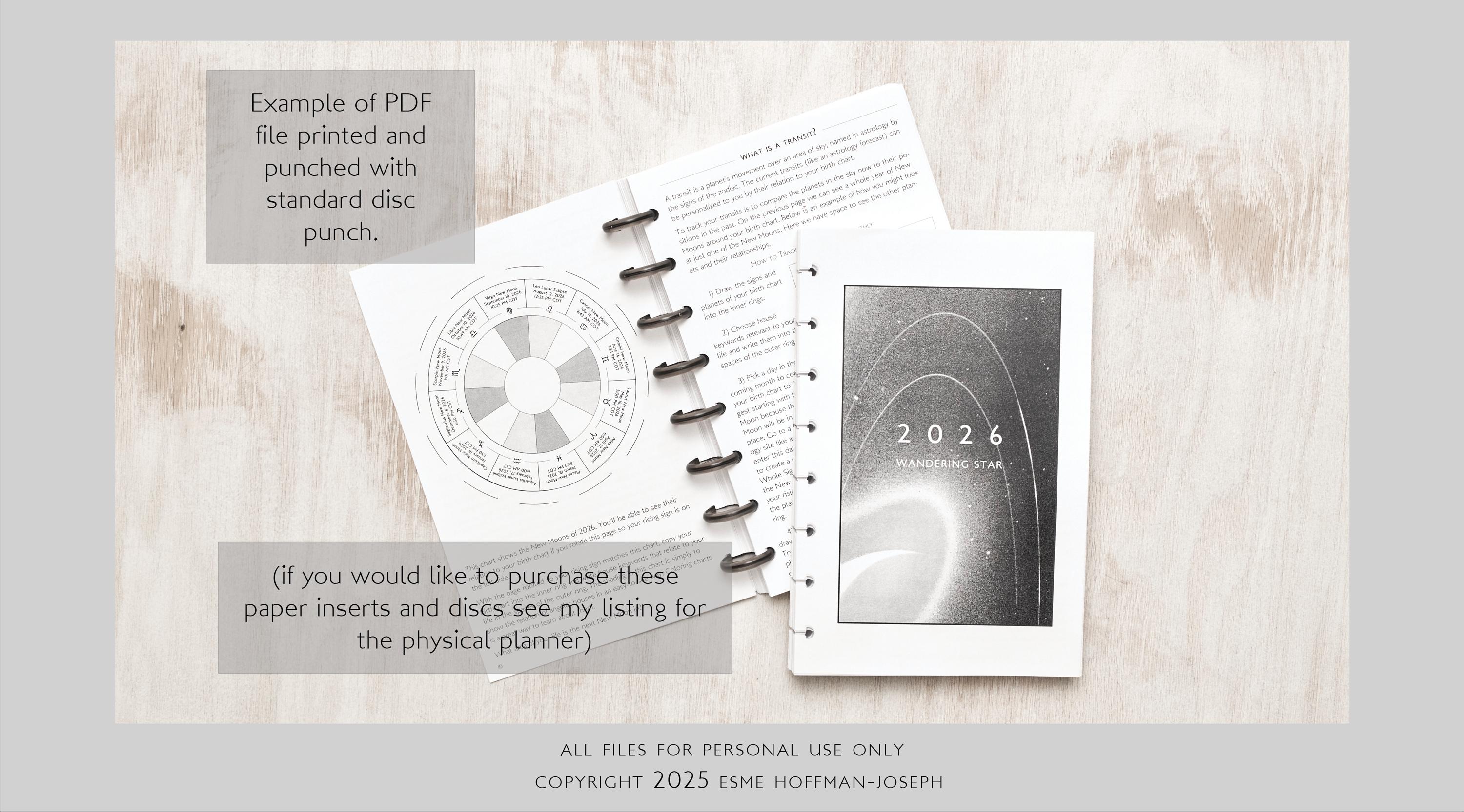 2026 Astrology Planner: Moon Phases, Transit Tracker (Printable Monthly/Weekly) - PDF Digital Delivery