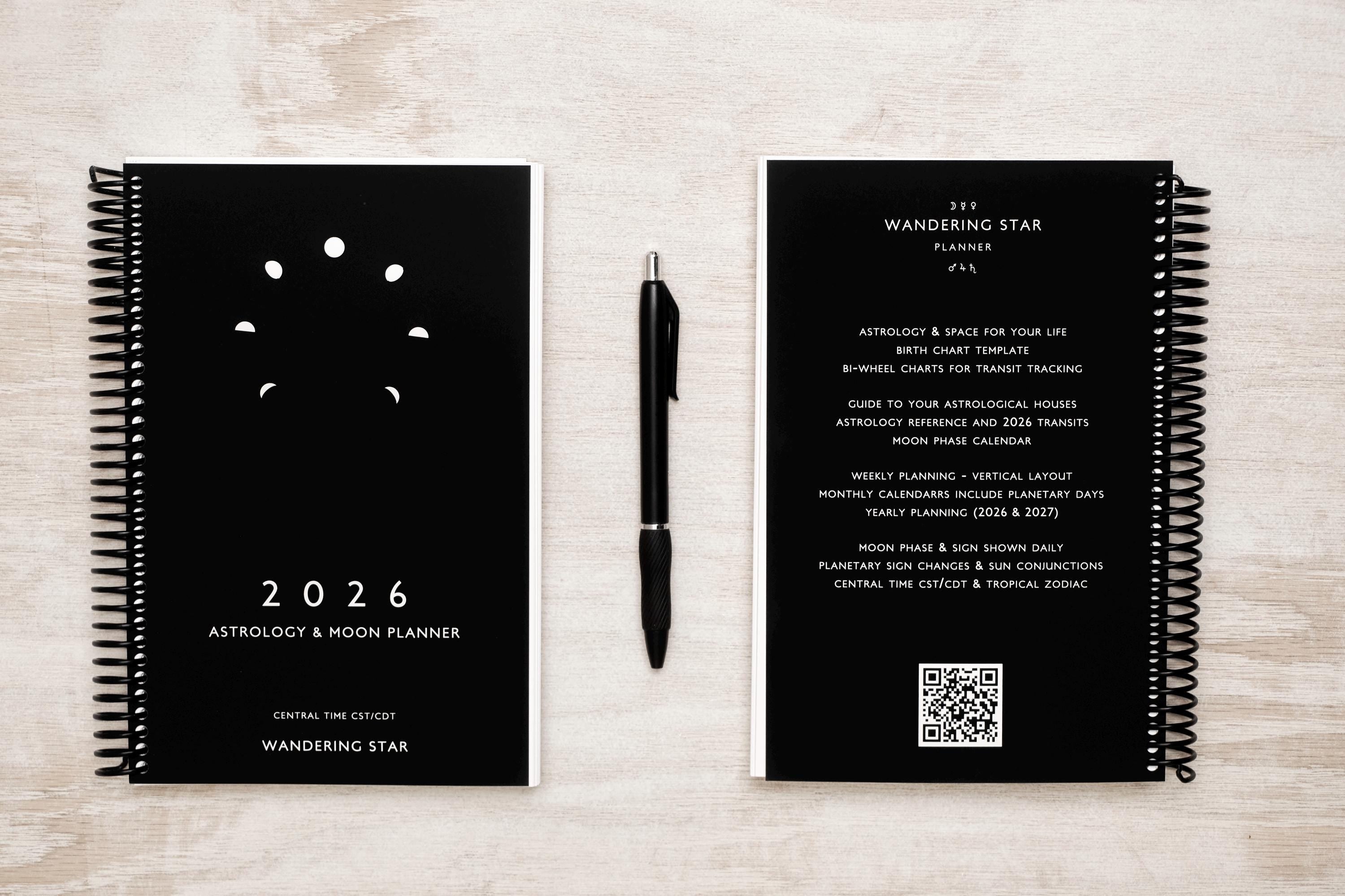 2026 Astrological Planner – Spiral Bound (5.5"x8.5") Daily Moon Phases & Transit Tracker