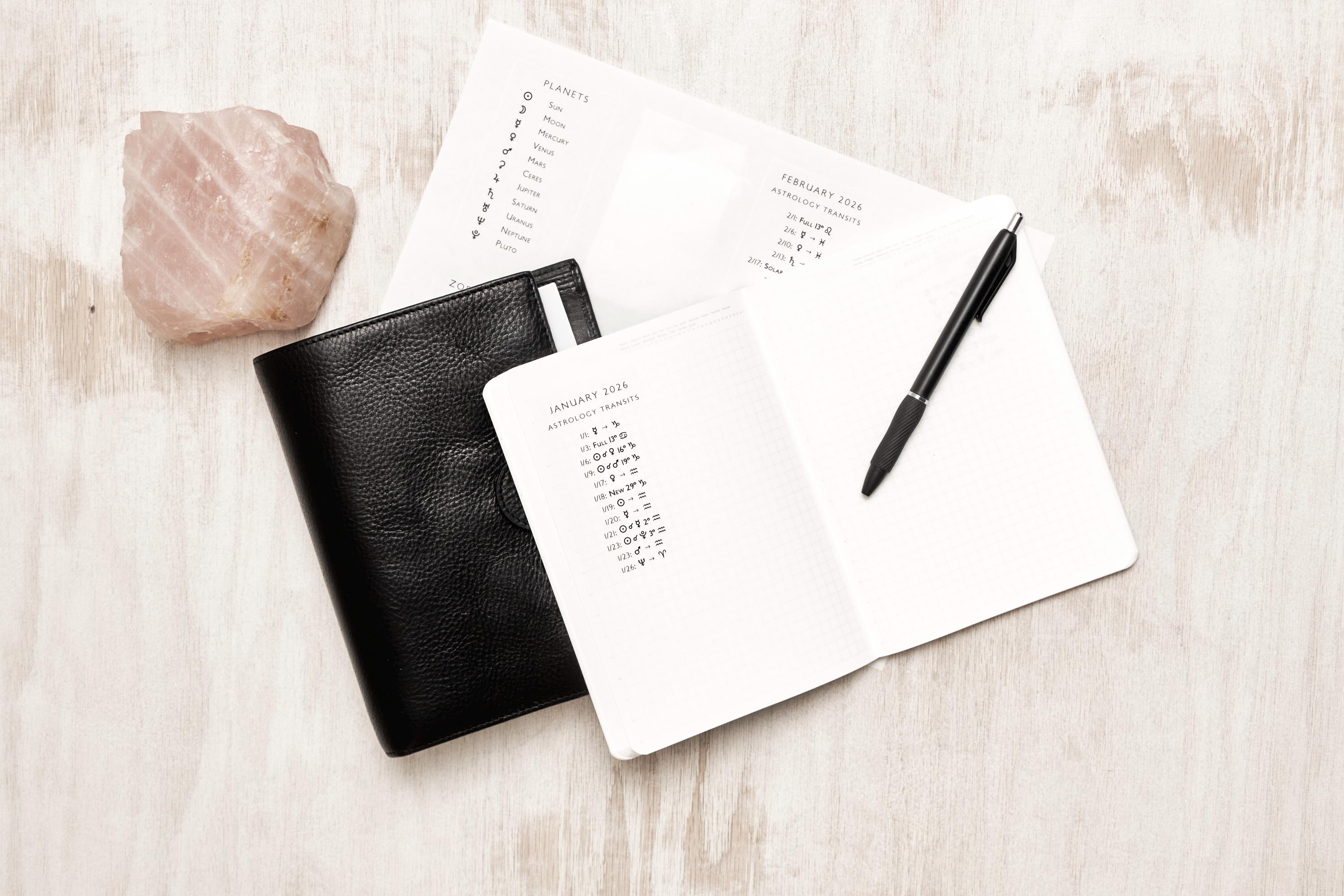 2026 Monthly Astrology Transit Stickers – Witchy Planner Stickers (2"x3.5") CST/CDT Transparent