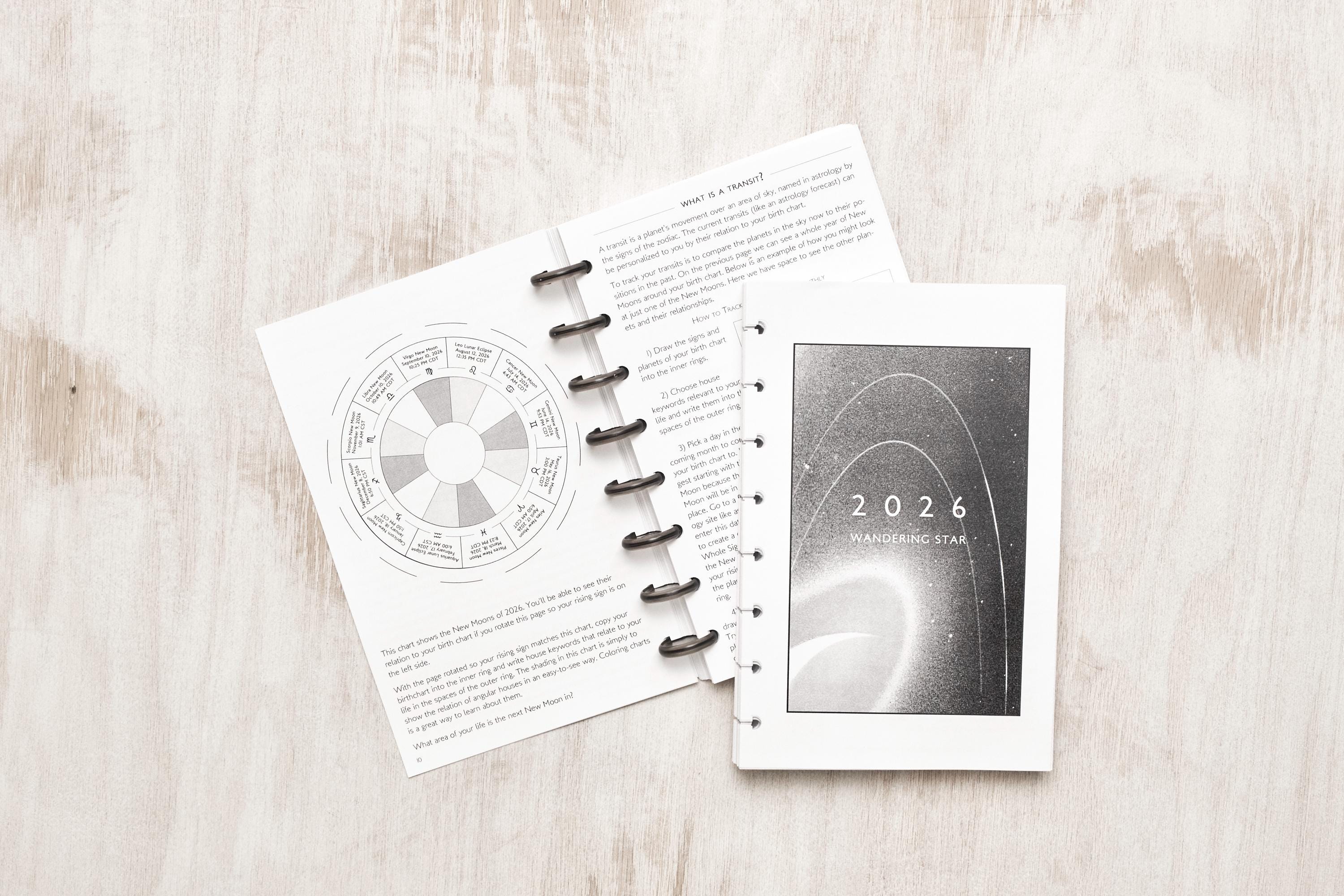 2026 Astrological Planner – Spiral Bound (5.5"x8.5") Daily Moon Phases & Transit Tracker