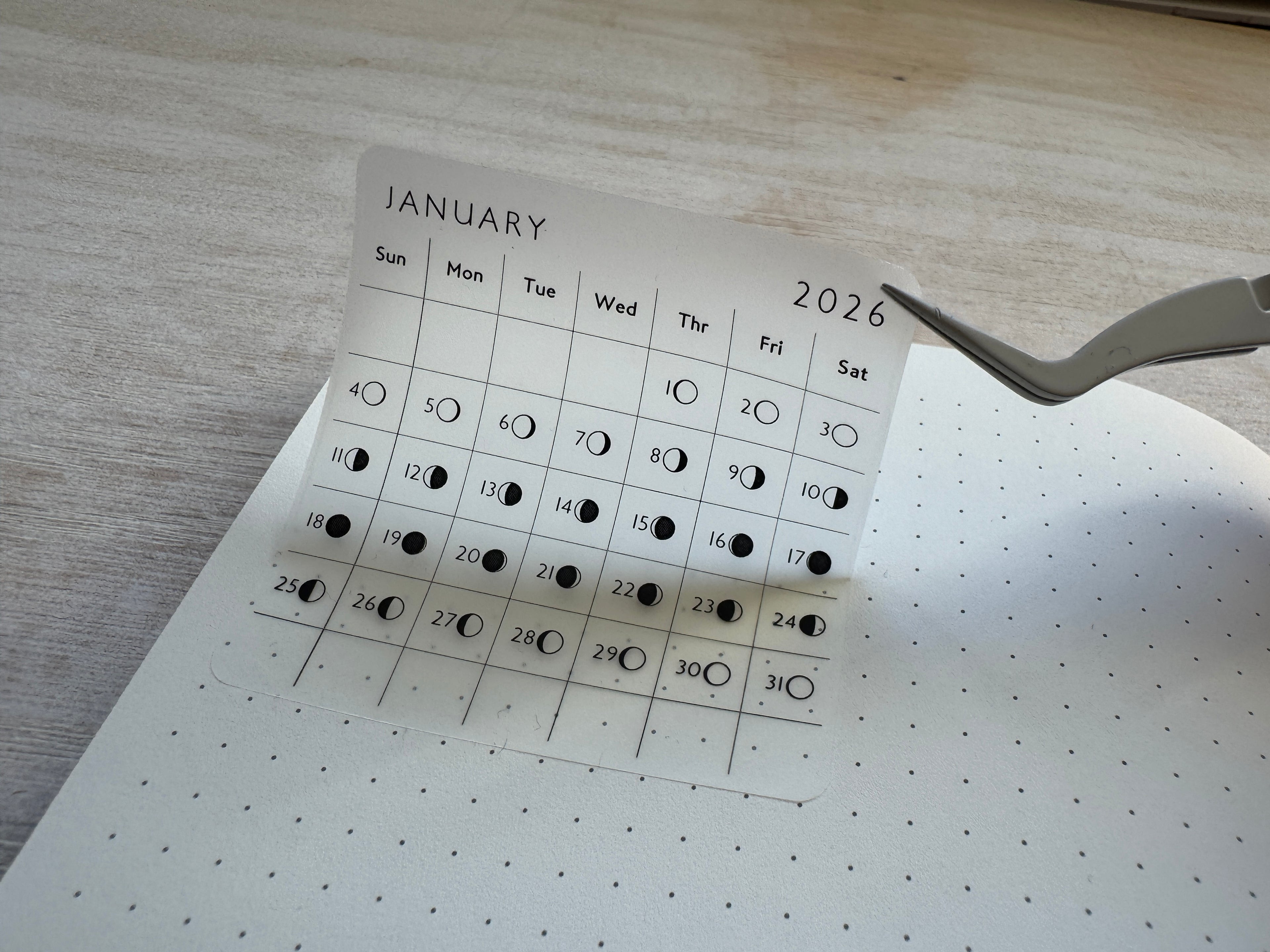 2026 Daily Moon Phase Planner Stickers – 2.5" Square Calendar Journal Labels