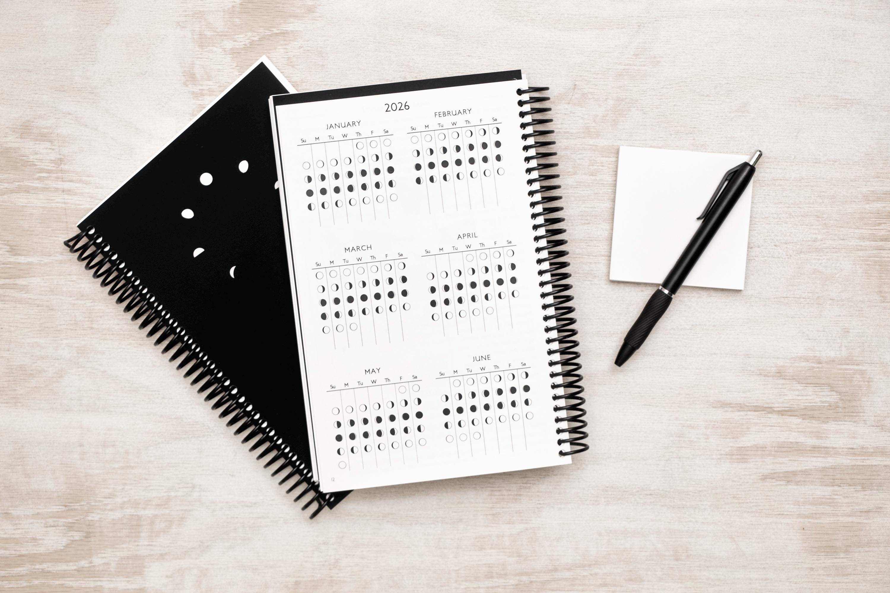 2026 Astrological Planner – Spiral Bound (5.5"x8.5") Daily Moon Phases & Transit Tracker