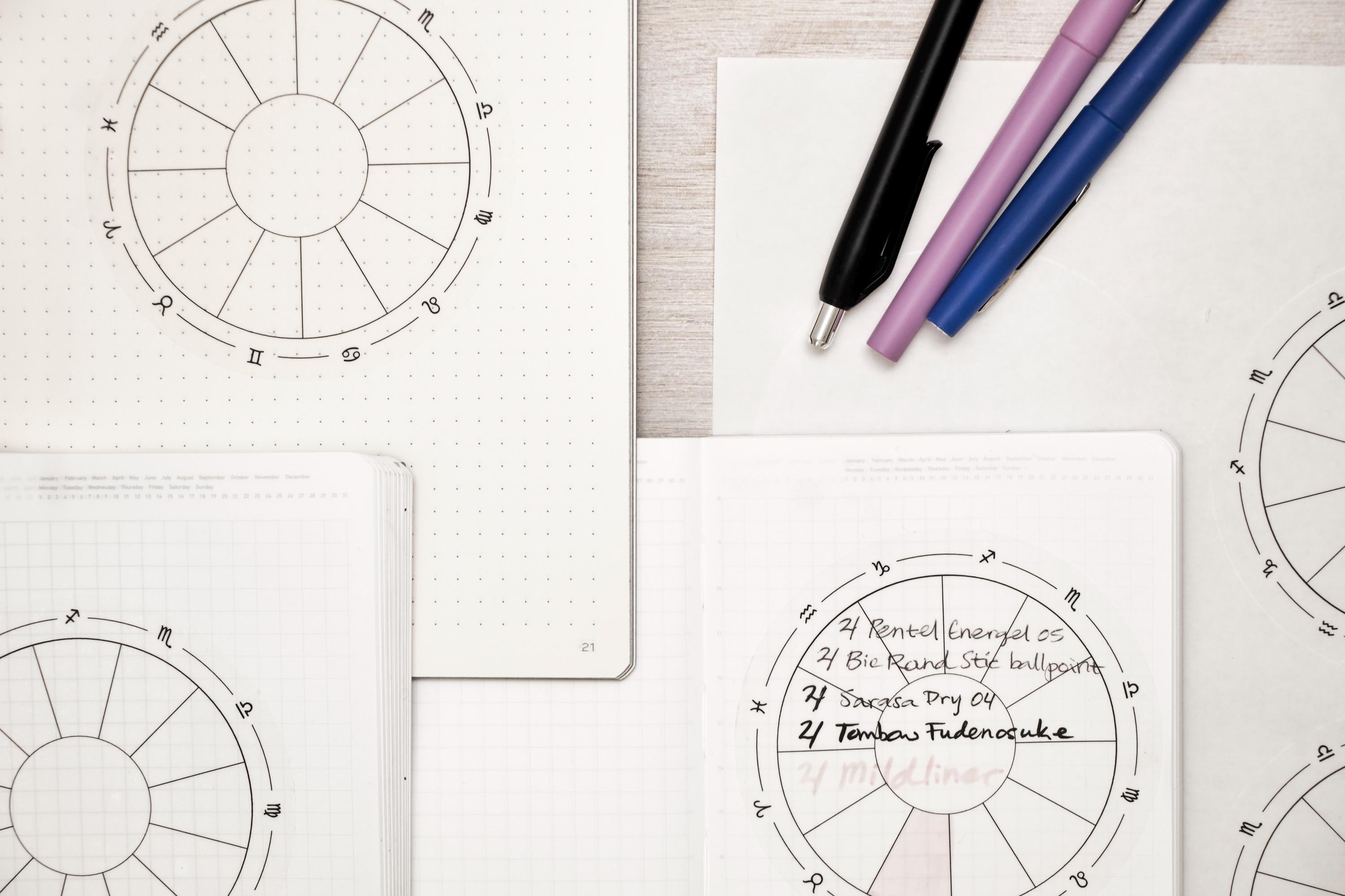 Blank Astrology Chart Stickers – Planner, Bullet Journal, Moon Journal Labels (Clear Matte, 3.75")