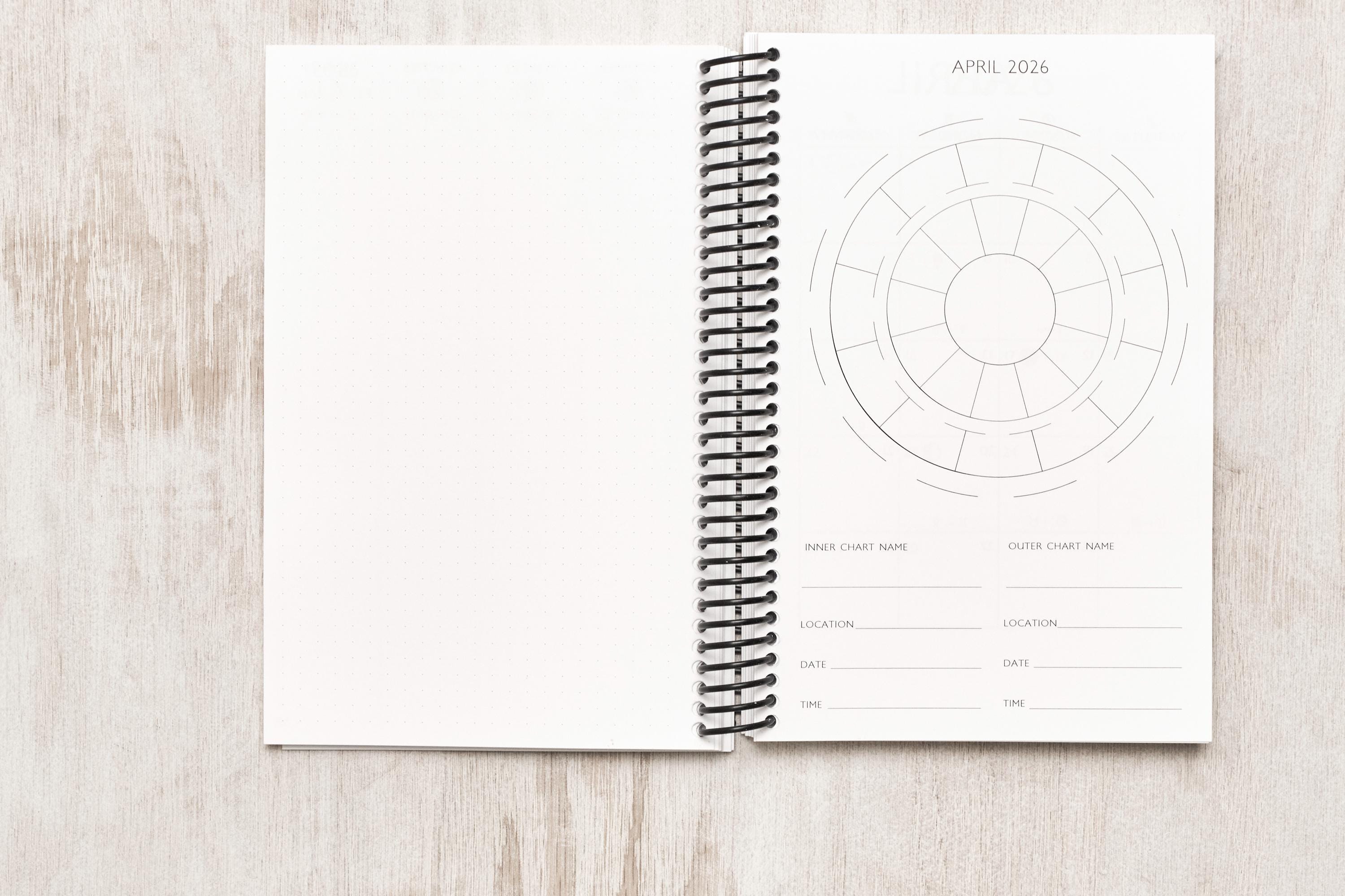 2026 Astrological Planner – Spiral Bound (5.5"x8.5") Daily Moon Phases & Transit Tracker
