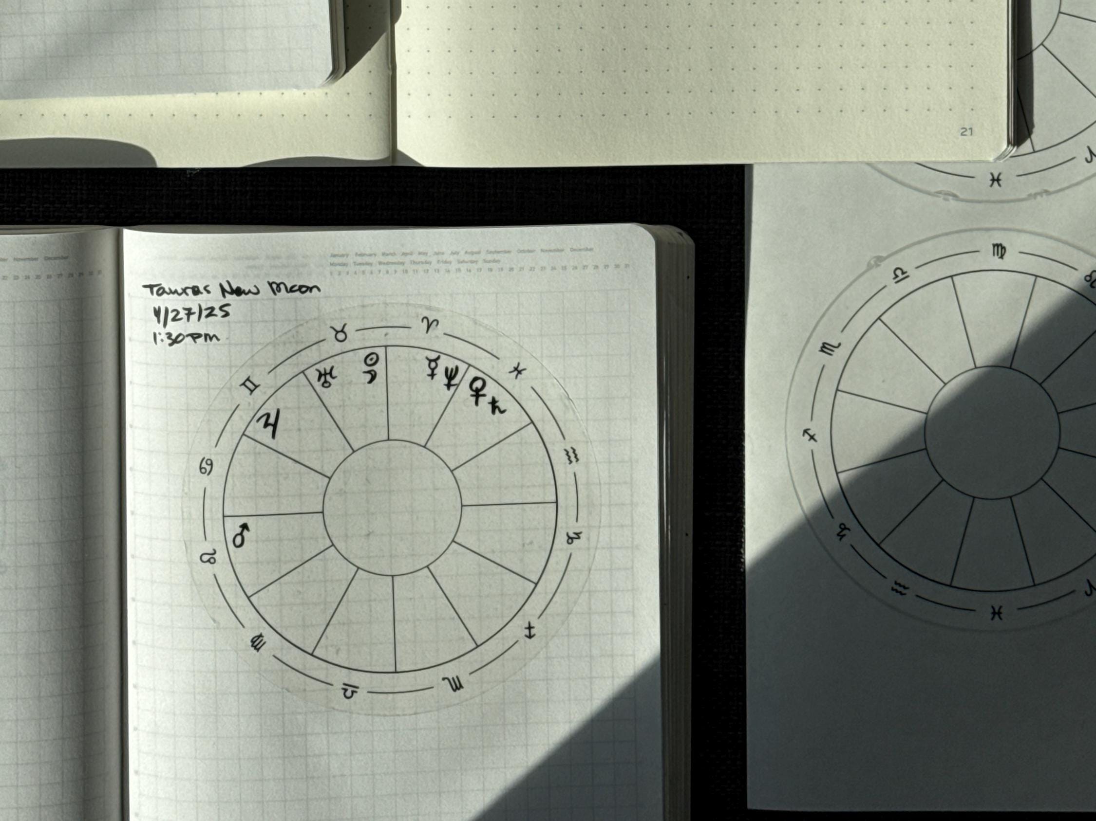 Blank Astrology Chart Stickers – Planner, Bullet Journal, Moon Journal Labels (Clear Matte, 3.75")