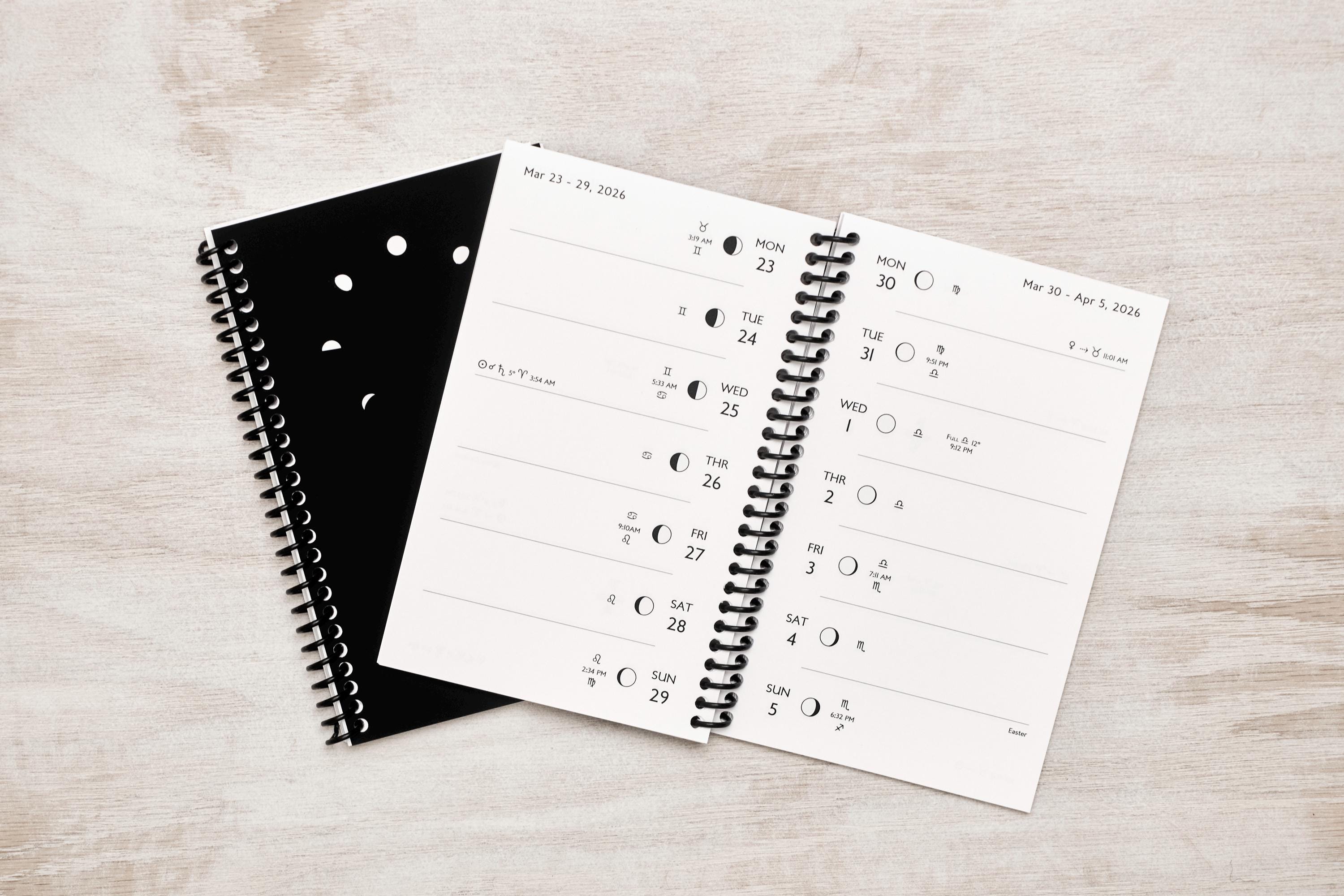 2026 Compact Astrology Planner – Pocket-Sized (6.75"x4.25") Spiral Bound Daily Transit Tracker