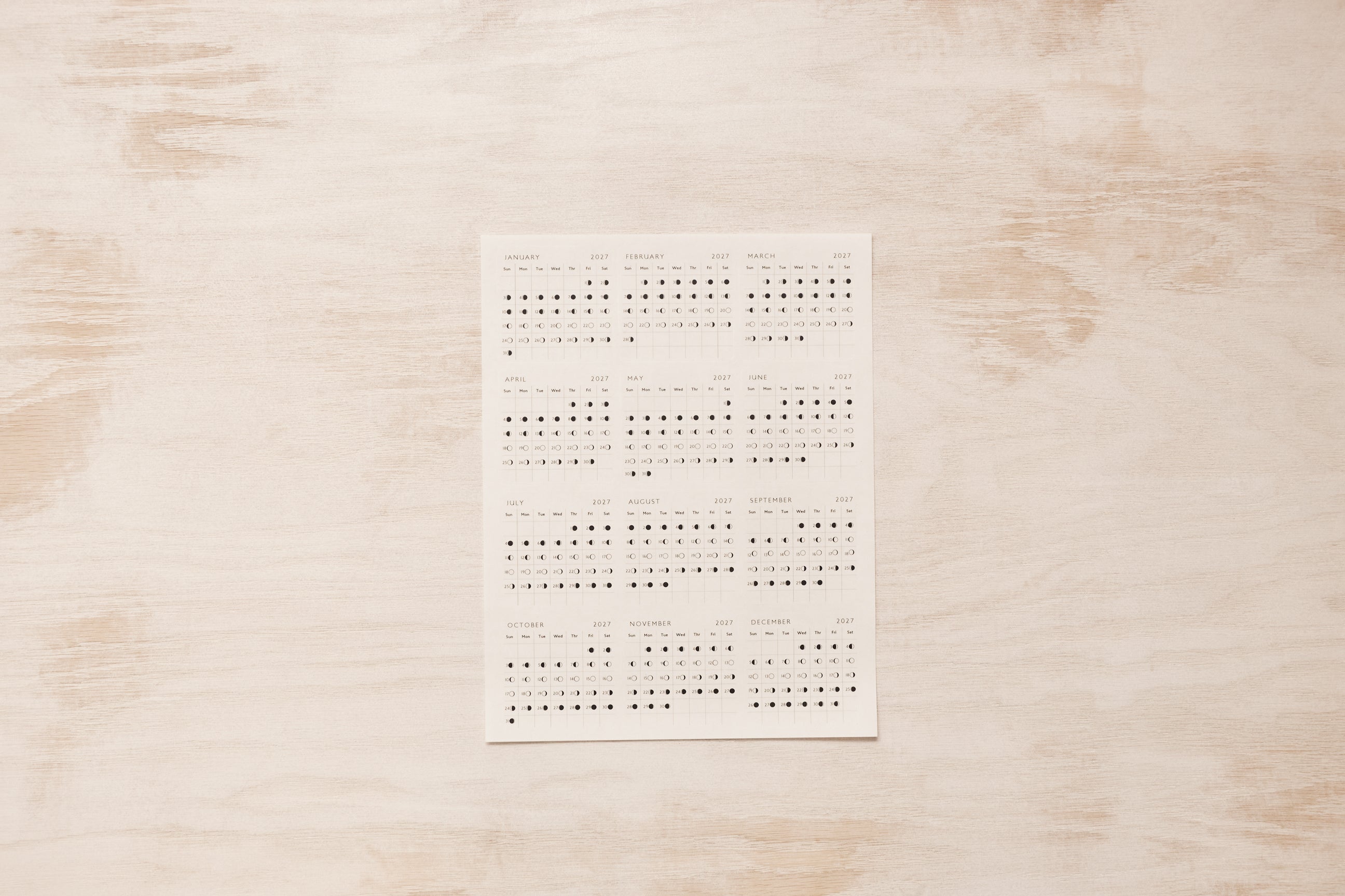 2027 Moon Phase Yearly Planner Stickers | 2.5" Square Calendar Stickers for Bujo Journaling and Planning
