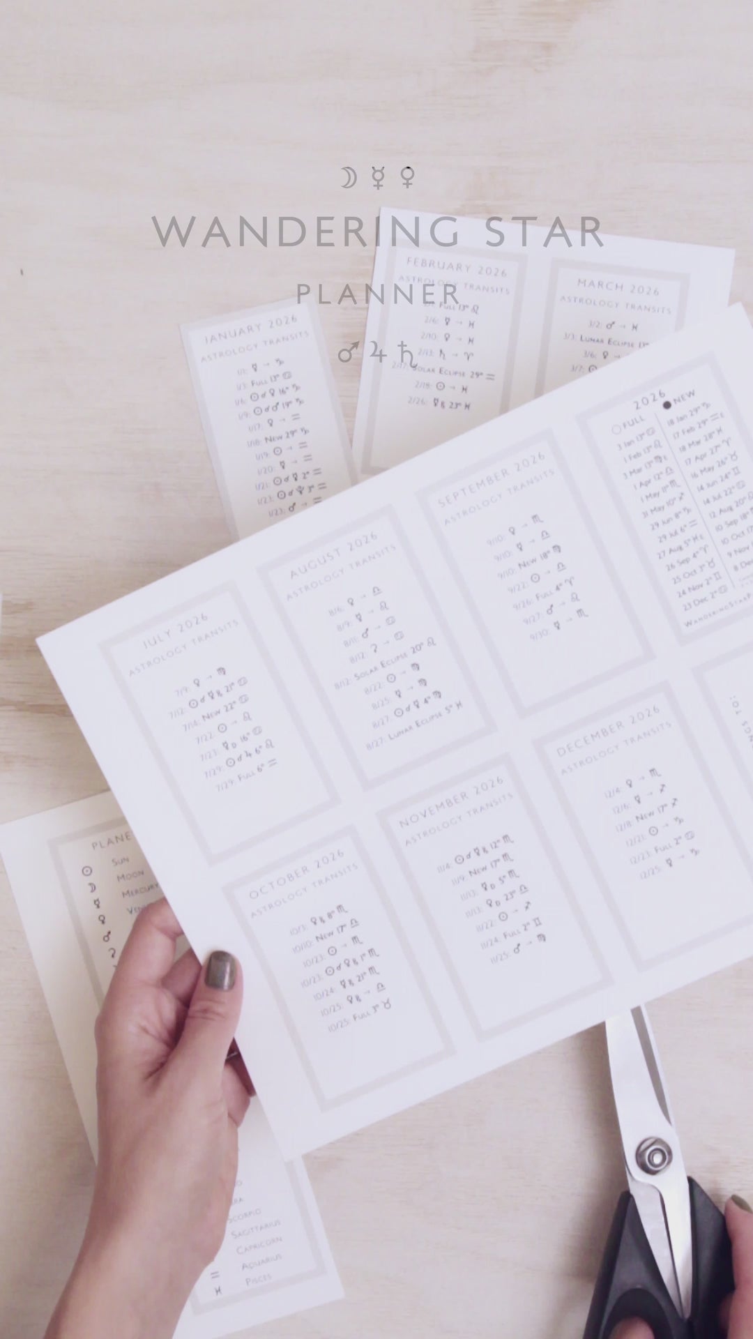 2026 Monthly Astrology Transit Card Printables – Business Card Size PDF Instant Download