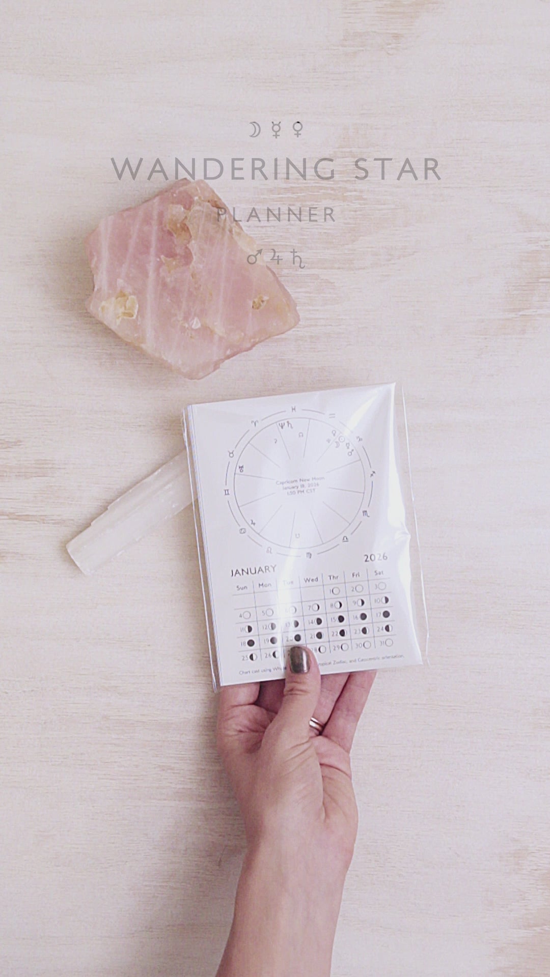 2026 New Moon Astrology Chart Cards (Set of 12) – Daily Moon Phases & New Moon Chart